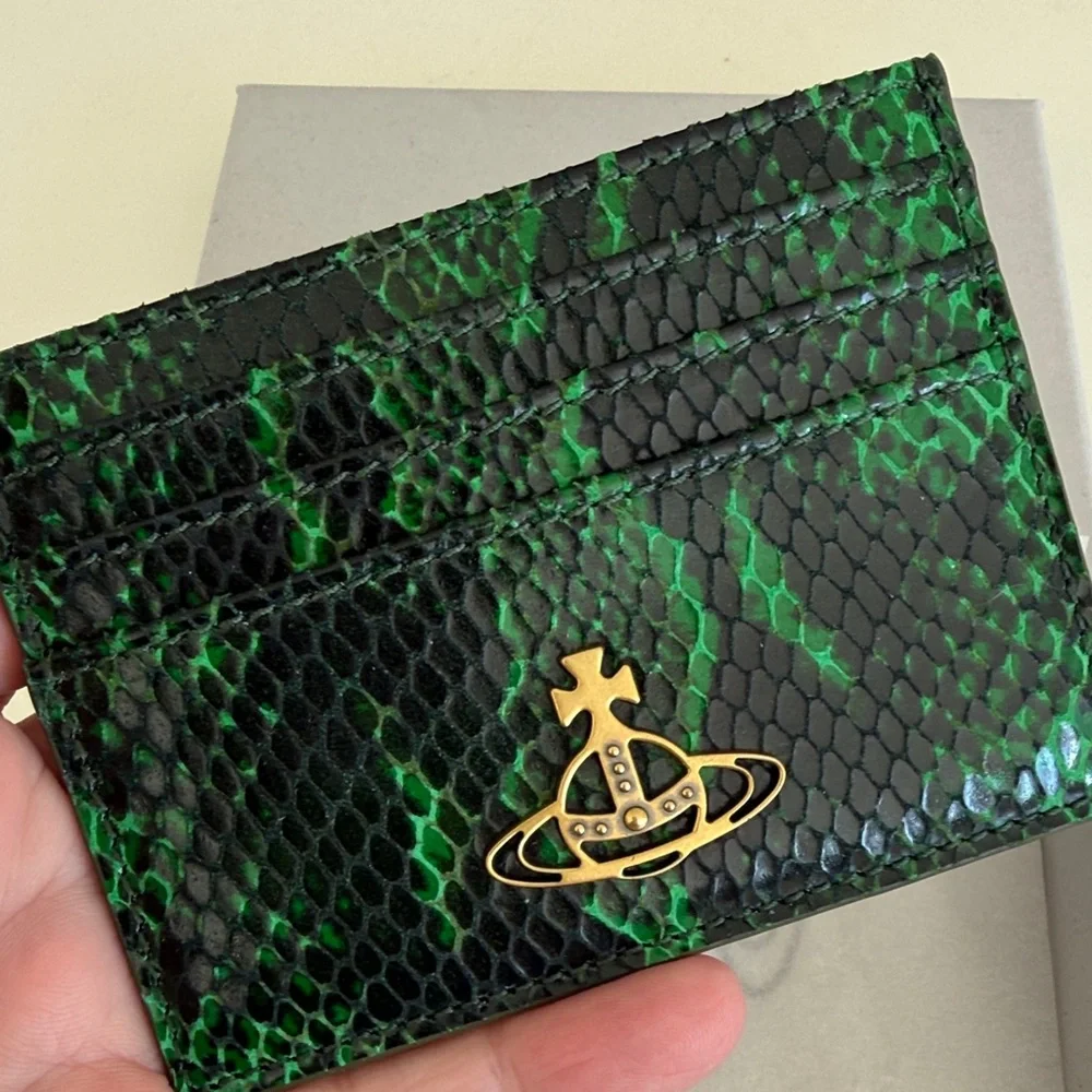 Vivienne Westwood Snakeskin Green Card Holder - Picture 2 of 10